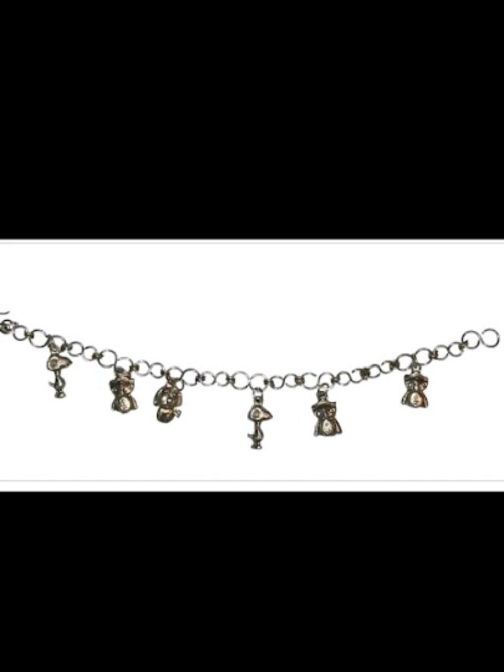 Rare Vintage Snoopy Charm Bracelet Peanuts Silver Tone